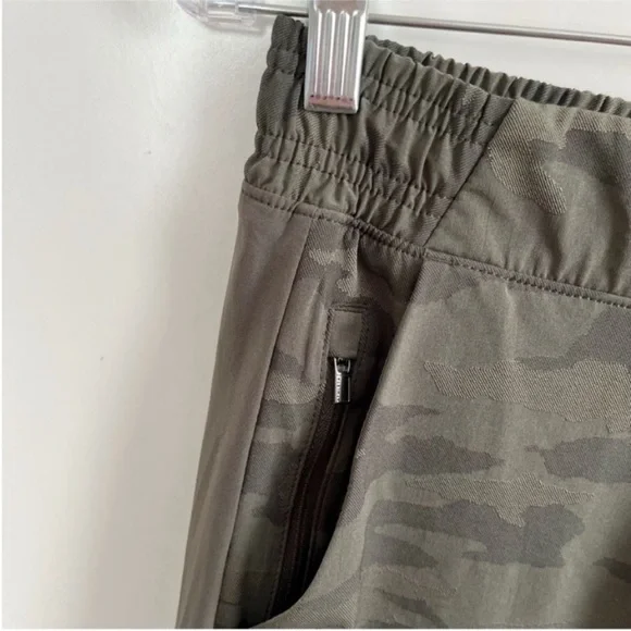 Athleta Brooklyn Lined Jogger pants green olive camo lux relaxed fit stretch